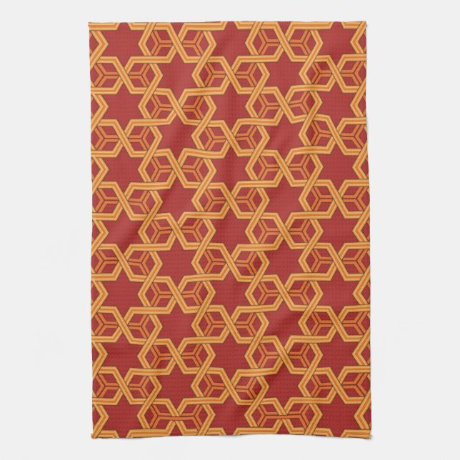 Stylish geometric ornament tea towel (Vertical)