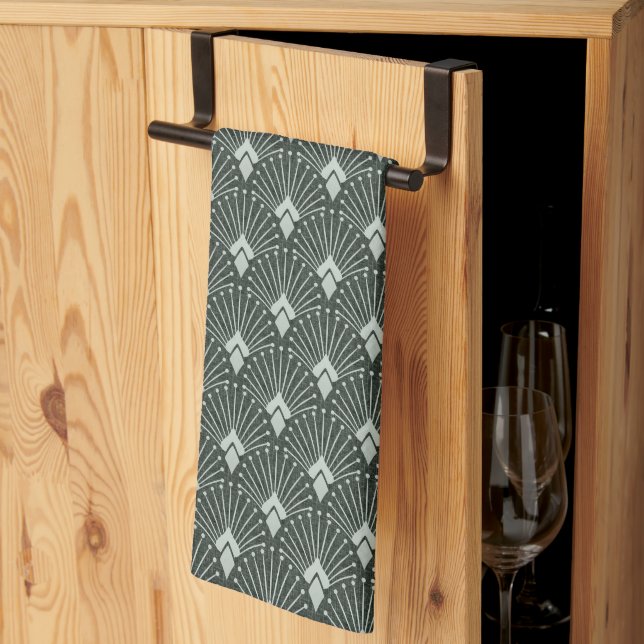 Stylish geometric pattern, art deco.  tea towel (Thirds Fold)