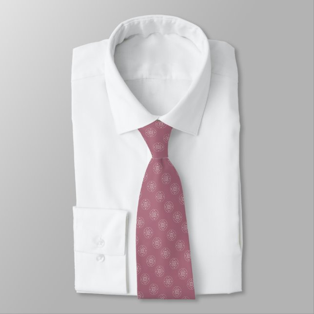 Stylish Geometric Rosette Pattern Dusty Rose Tie (Tied)