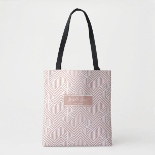 stylish geometric script personalised college tote bag