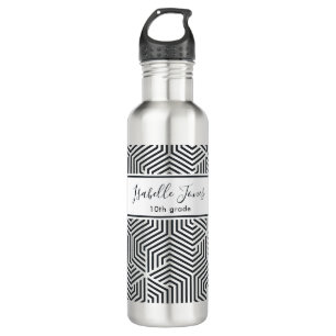 stylish geometric script personalised school 710 ml water bottle