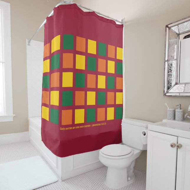 Stylish Geometric Squares  Shower Curtain (In Situ)