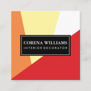 Stylish Geometric Warm Colour Blocks Square Business Card