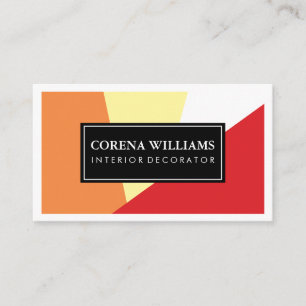 Stylish Geometric Warm Colour Blocks White Border Business Card