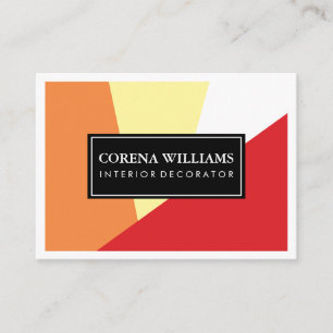 Stylish Geometric Warm Colour Blocks White Border Business Card