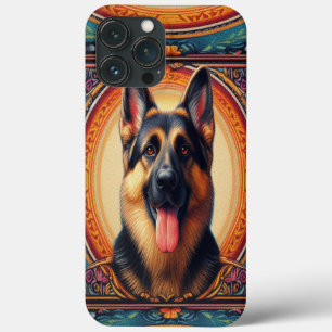 Stylish German Shepherd Dog Colourful Frame iPhone 13 Pro Max Case