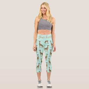 Stylish Giraffe Design Capri Leggings
