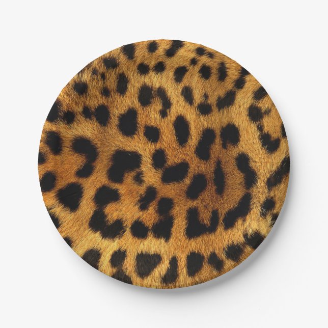 stylish girly chic safari animal print leopard paper plate (Front)