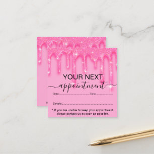 Stylish Girly Dripping Pink Glitter Appointment Card