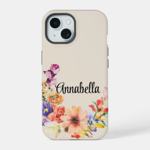 Stylish Girly Floral Modern iPhone 15 Case