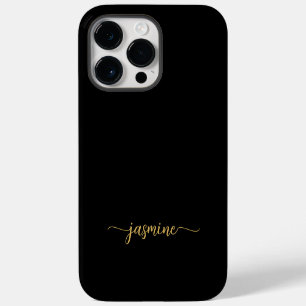 Stylish Girly Minimalist Black Gold Name Script iPhone 14 Pro Max Case