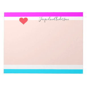Stylish Girly Modern Chic Heart Bright Colourful Notepad