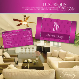 Stylish Girly Pink Chic with Initials Professional Business Card