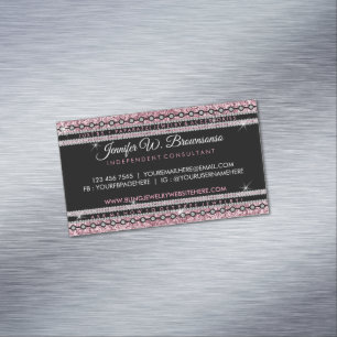 Stylish Girly Pink Elegant Diamond Luxury Jeweller Magnetic Business Card