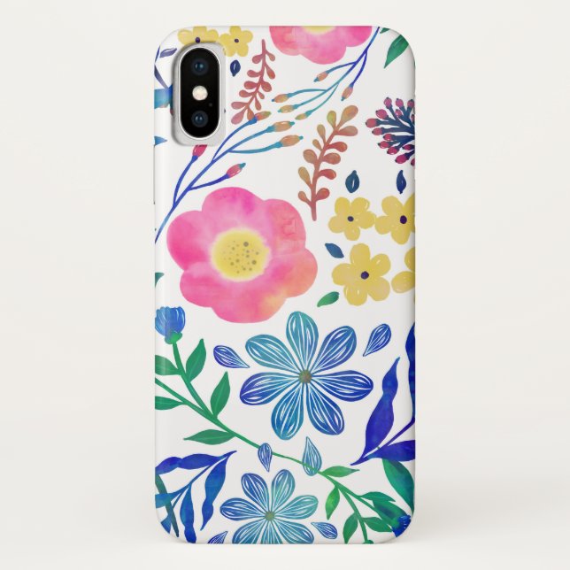 Stylish girly pink flowers hand paint design Case-Mate iPhone case (Back)