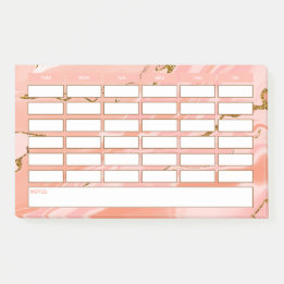 Stylish Girly Pink Gold School Schedule Timetable Post-it Notes