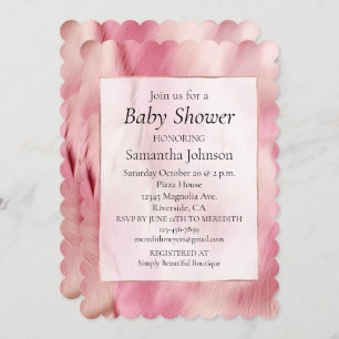 Stylish Girly Pink Gold White Animal Baby Shower Invitation