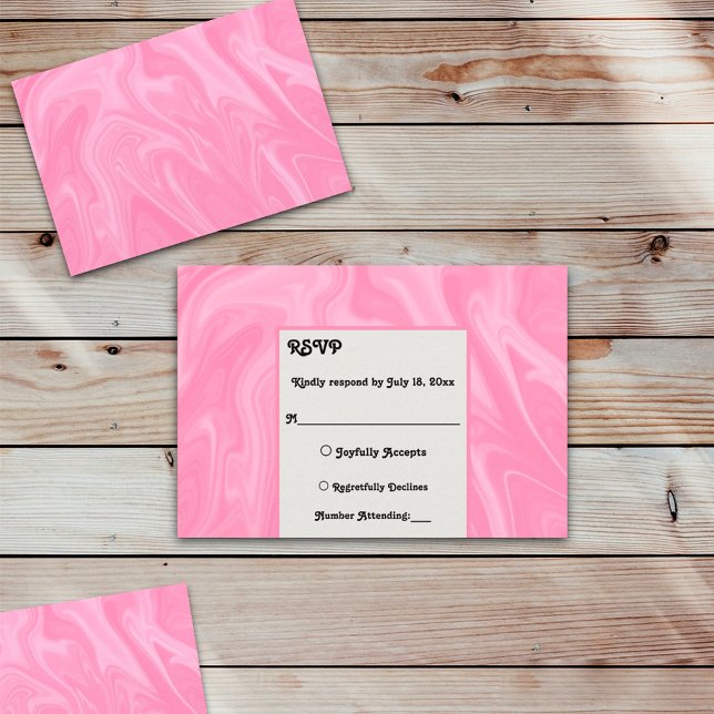 Stylish Girly Pink Minimal Abstract Paint Wedding RSVP Card (Creator Uploaded)