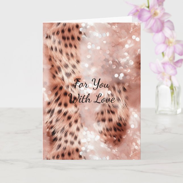 Stylish Girly Pink Rose Gold Glitter Glitz Card (Orchid)