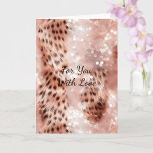 Stylish Girly Pink Rose Gold Glitter Glitz Card