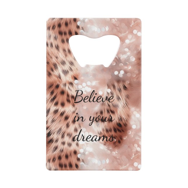 Stylish Girly Pink Rose Gold Leopard Glitz (Front)