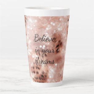 Stylish Girly Pink Rose Gold Leopard Glitz Latte Mug