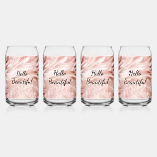 Stylish Girly Pink Rose Gold Zebra Glam Glitz  Can Glass