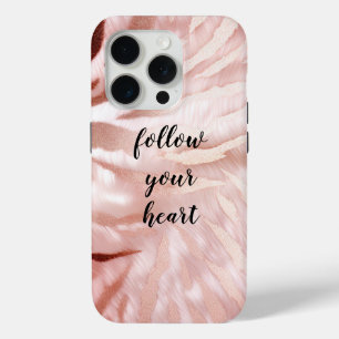Stylish Girly Pink Rose Gold Zebra Glam Glitz  iPhone 15 Pro Case
