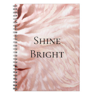 Stylish Girly Pink Rose Gold Zebra Glam Glitz  Notebook