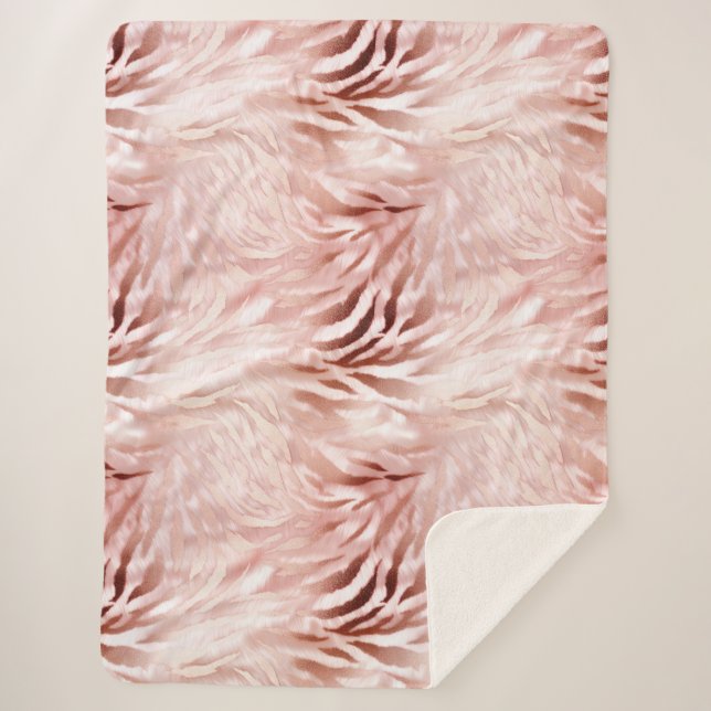 Stylish Girly Pink Rose Gold Zebra Glam Glitz  Sherpa Blanket (Front)