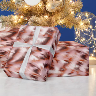 Stylish Girly Pink Rose Gold Zebra Glitz  Wrapping Paper