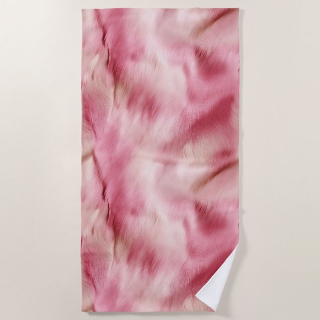 Stylish Girly Pink White Animal Beach Towel (Front)