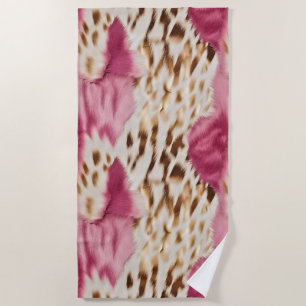Stylish Girly Pink White Gold Zebra Beach Towel