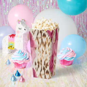 Stylish Girly Pink White Gold Zebra Birthday Favour Box