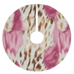 Stylish Girly Pink White Gold Zebra Brushed Polyester Tree Skirt