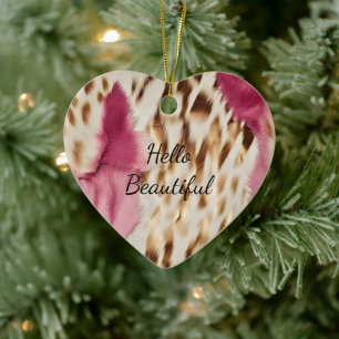 Stylish Girly Pink White Gold Zebra Ceramic Ornament