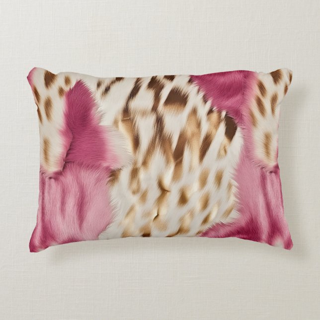 Stylish Girly Pink White Gold Zebra Decorative Cushion (Front)