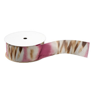 Stylish Girly Pink White Gold Zebra Grosgrain Ribbon