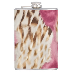 Stylish Girly Pink White Gold Zebra Hip Flask