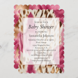Stylish Girly Pink White Gold Zebra Invitation