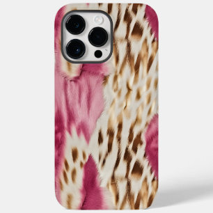 Stylish Girly Pink White Gold Zebra iPhone 14 Pro Max Case