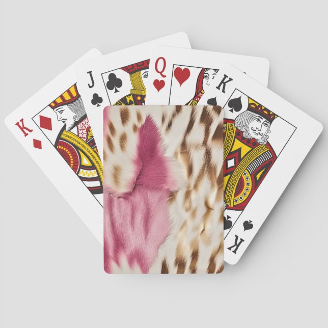 Stylish Girly Pink White Gold Zebra Playing Cards (Back)