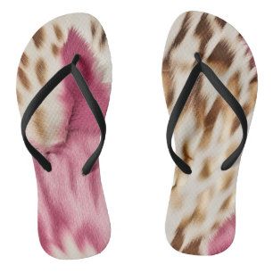 Stylish Girly Pink White Gold Zebra Thongs