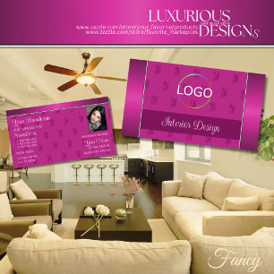 Stylish Girly Pink with Logo Monogram and Photo Business Card