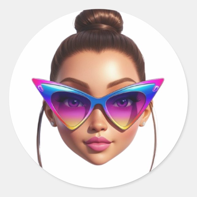 Stylish girly round sickers classic round sticker (Front)