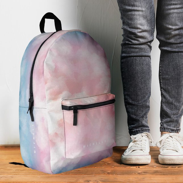 Stylish Girly Sky Blue Pink Pastel Cloud Printed Backpack (Stylish Girly Sky Blue Pink Pastel Cloud Printed Backpack
)