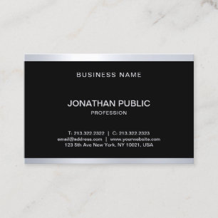Stylish Glam Black Silver Chic Modern Professional Business Card