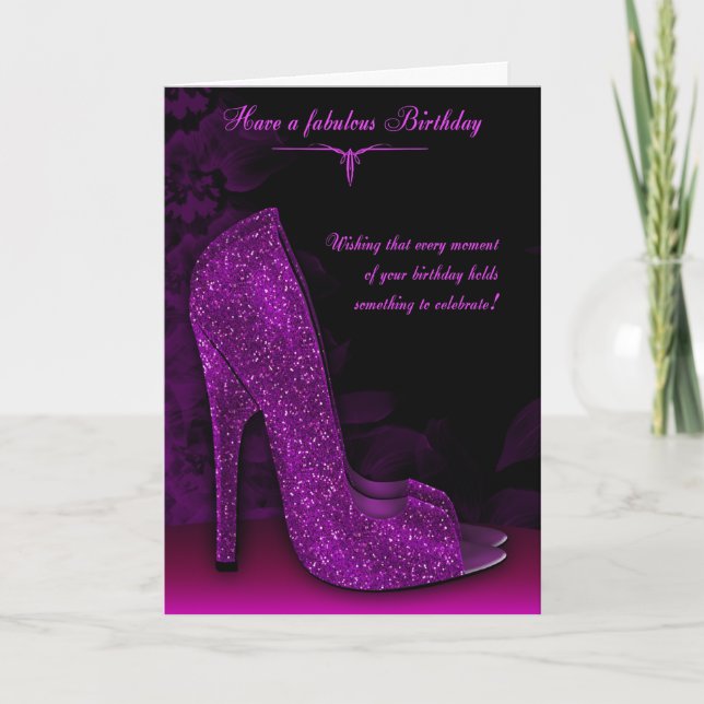 Stylish Glamor Shoe Birthday Greeting Card (Front)