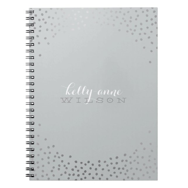 STYLISH GLAMOROUS mini confetti snow silver grey Notebook (Front)