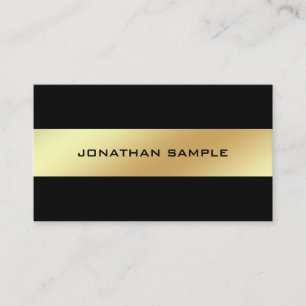 Stylish Glamour Black And Gold Plain Chic Golden Business Card